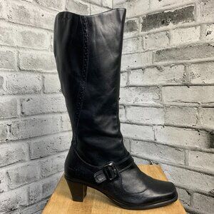 Black Leather Knee-High Boots